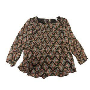 Lauren Conrad Womens Blouse M Floral Multicolored Sheer Lightweight Cottage